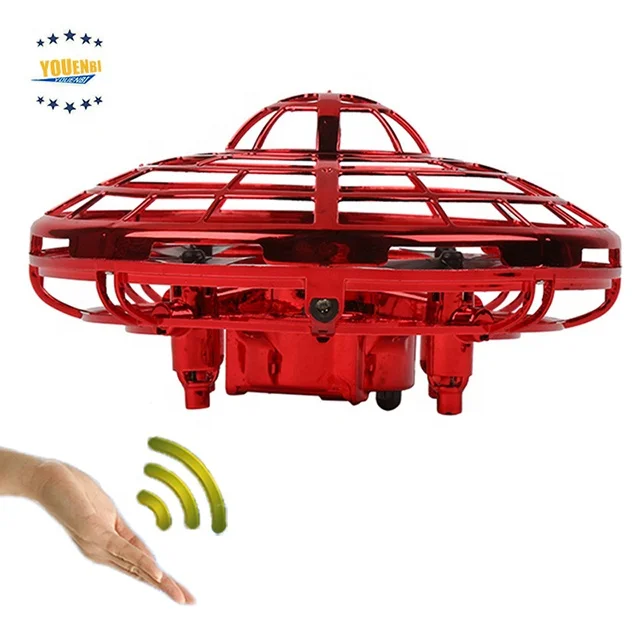 

UFO 2019 Flying Ball Drone Toy Infrared Sensor Auto-Avoid Obstacles 360 Rotate Mini Quadcopter Hand Operated Drones, Blue,red,gold