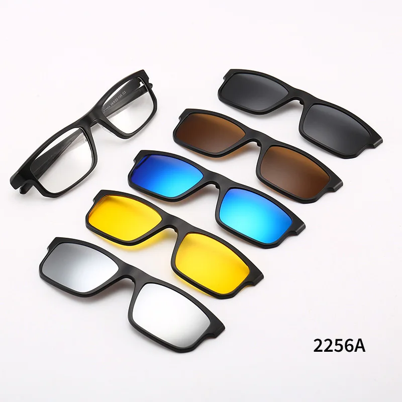 

Fancy Eyewear 5 in 1 Magnet Eyeglasses Frames Interchange Lenses Sunglass Magnetic Polarized Clip On Glasses
