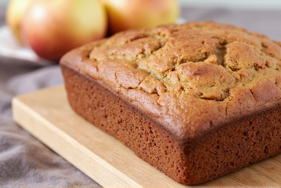 Cross-section of apple cinnamon bread showing moist crumb and evenly distributed apple pieces