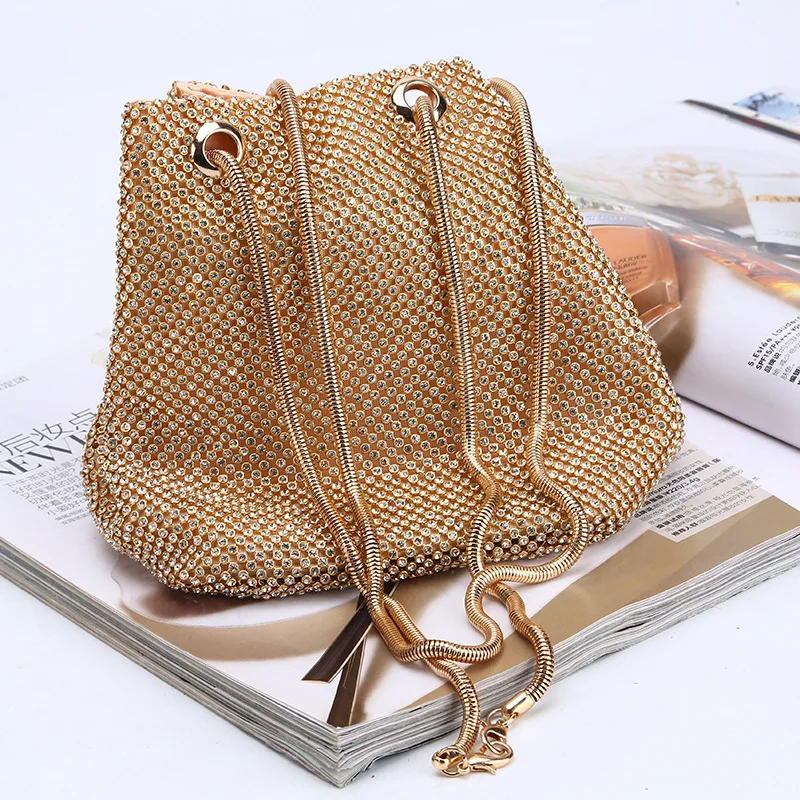 

Women Crystal Diamond Clutch Bags String Satin Crossbody Bag Glitter Evening Bags Gold Clutch Party Purse Woman Handbag
