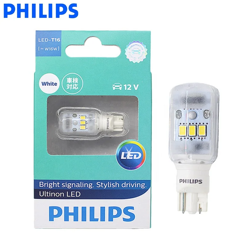 PHILIPS Turn Signal Light T16 LED white 11067 ULW 12V X1Interior light, reading light 6000K Cool Blue White Bulbs