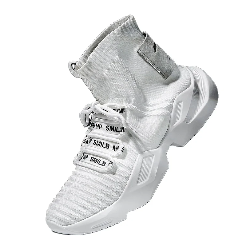 

High top Knit custom shoes men casual white black sports shoes fashion Sock sneakers mens Short boots wholesale