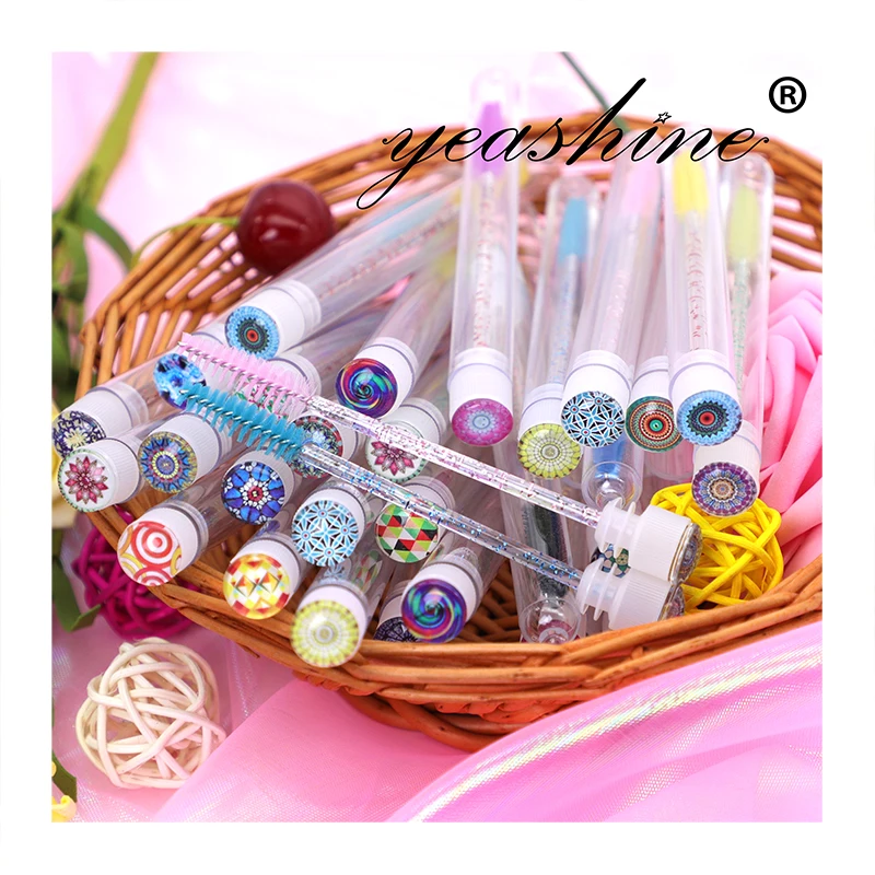 

Brush Spooly False Lash Tool Set Silicone Lip Key Chain Spoolie Crystal Makeup Holder Eyelash Wand Tube