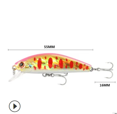 

5.5 cm 6.3g new modle small submerged tremble sharpened hook seabass long shot minow hard Fishing Lure, As picture