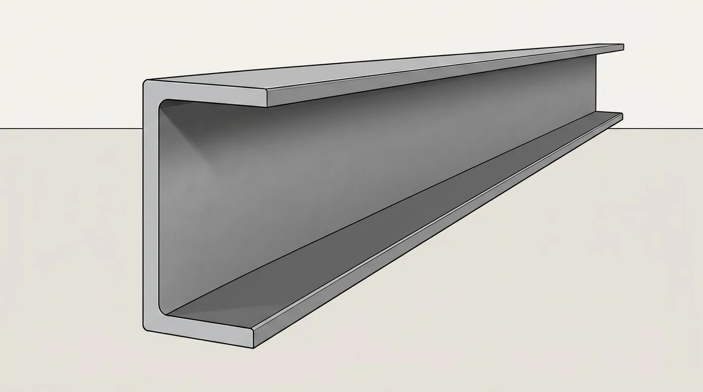 Isometric illustration of an aluminum C-channel profile