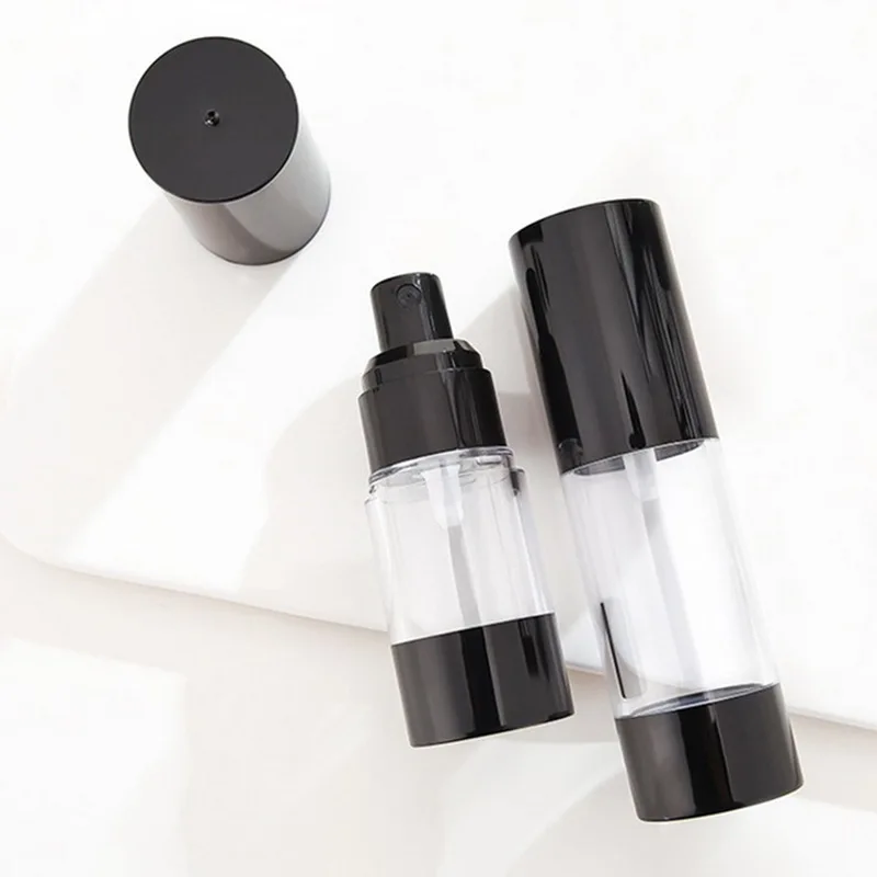 

High-quality Luxury 15ml 30ml 50ml Black White Plastic Cosmetic Airless Pump Bottle For Lotion Cream