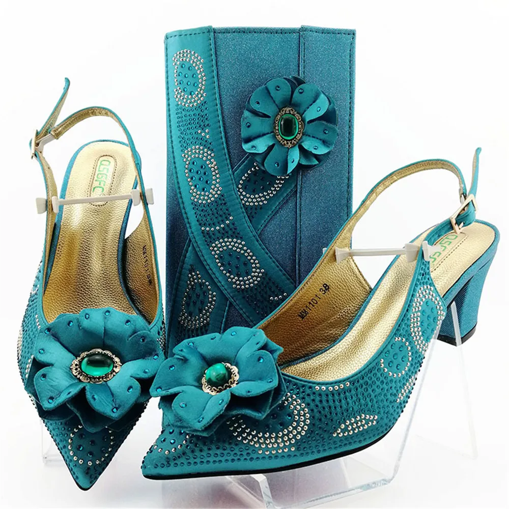 

beautiful Mirafeel high quality italian shoes and bag set women heel shoes with matching bag decorated by rhinestone EF29