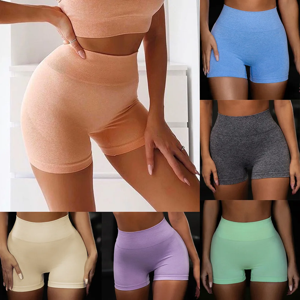 
Wholesale seamless nylon spandex shorts for women high waist gym biker shorts 