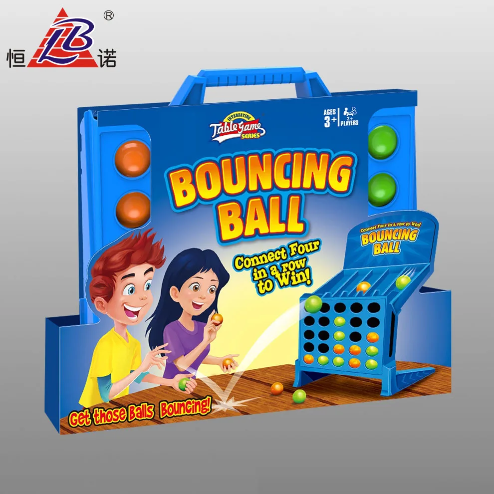 

Bounce Ball Toy Set For Kids Connect 4 Shots Bouncing Toy Ball With ASTM, Green,blue & orange