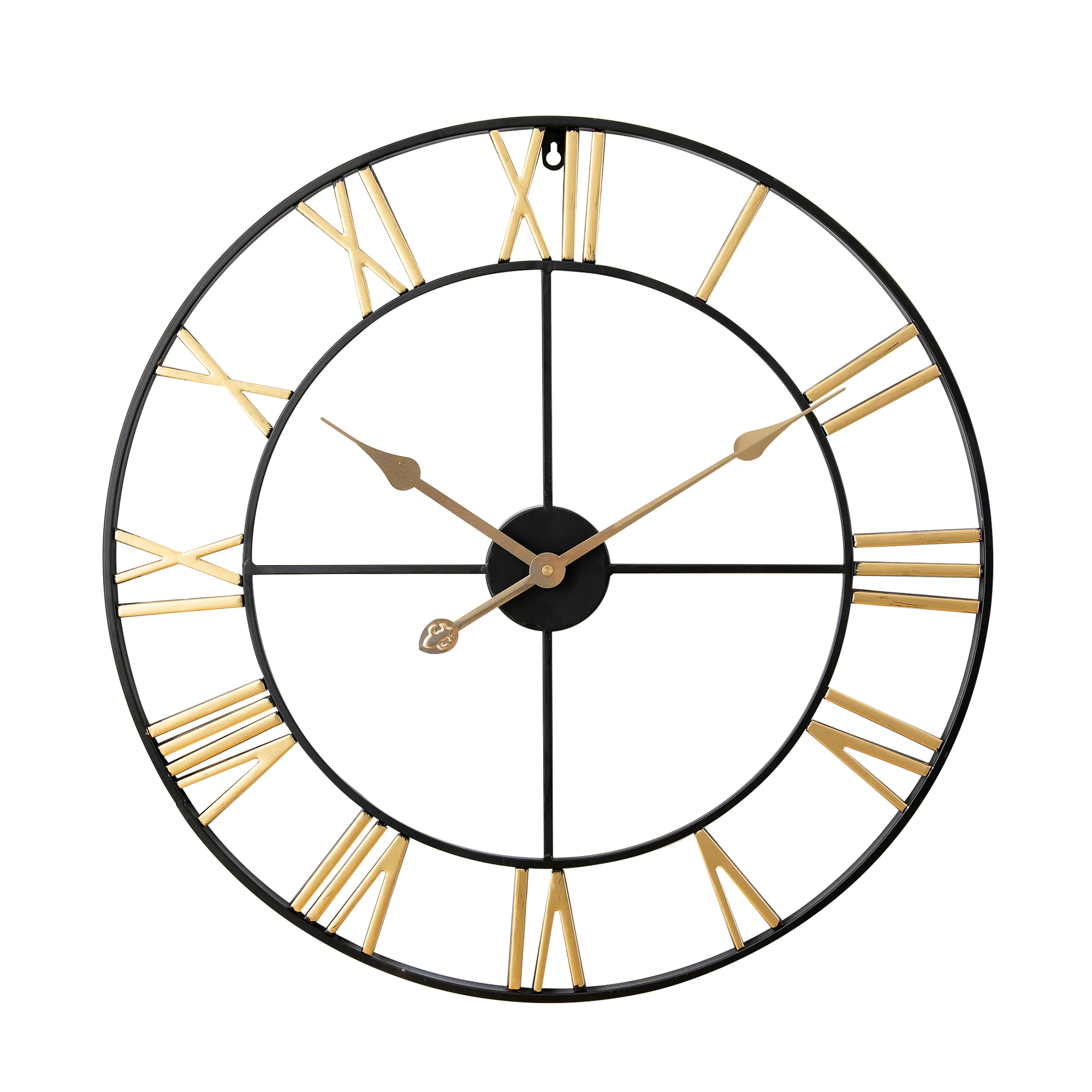 

60cm Home Decorative Roman Numeral Style Round Shaped Black Analog Metal Clock 23.6inch 60cm Wall Clock for Living Room