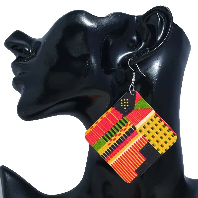 

New arrived geometric african tribal wood drop earring for women