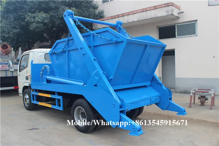 Small swing arm roll container refuse garbage truck 3-4cbm skip loader garbage truck