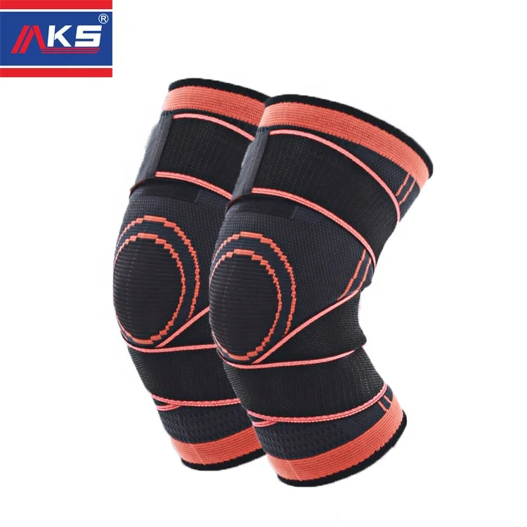 

Professional Weaving Bandage Pressurization Fitness Knee Support Braces Elastic Nylon Sport Knee Pad Sleeve, Orange black red light green