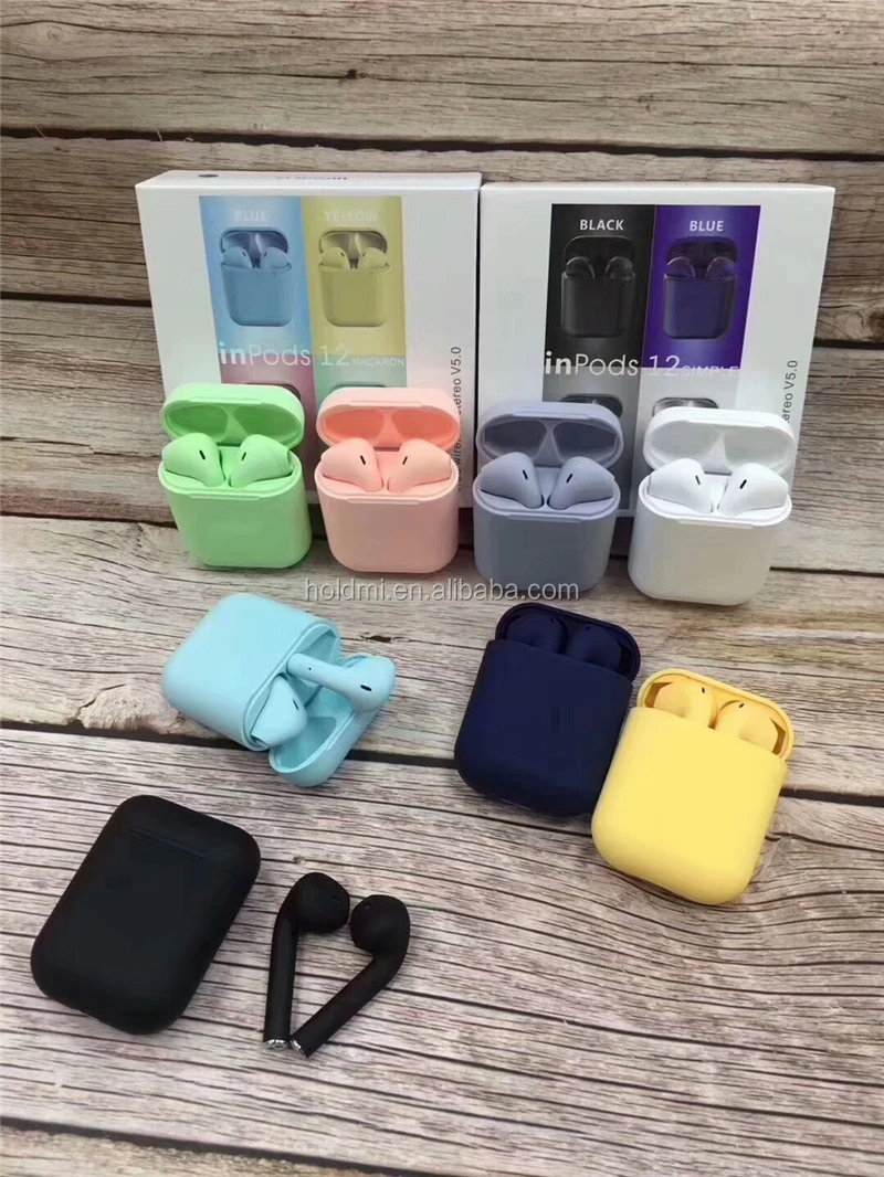 Hot sale red color wireless earphone inpods 12 macaron i12 TWS Blue tooth earbuds for iphone and samsung - ANKUX.COM