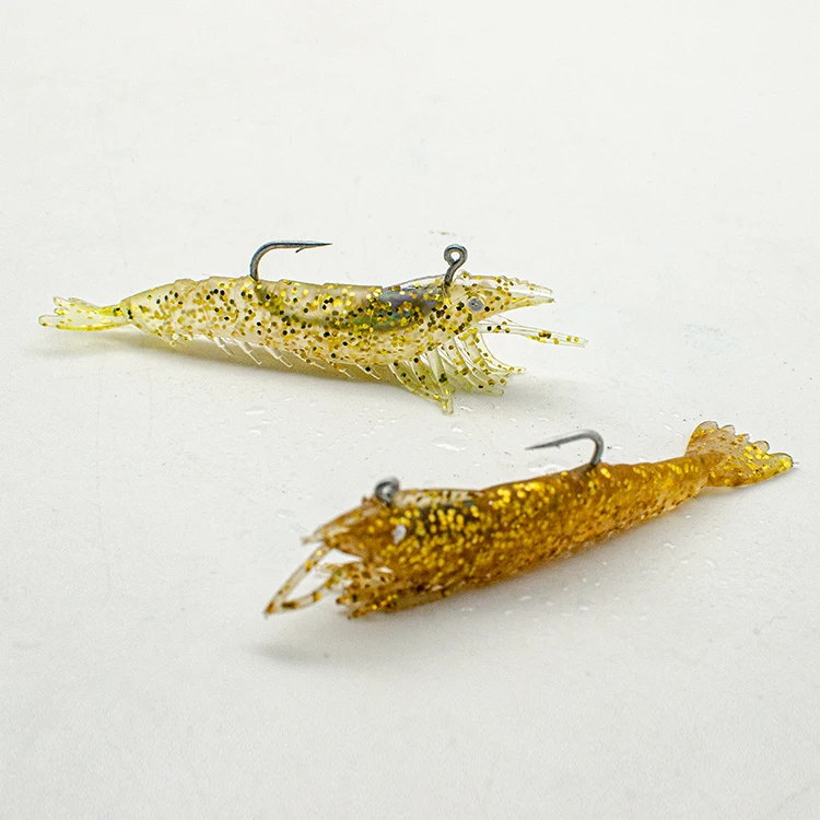 

90mm 7g Bulk Yellow Sequin Artificial Jig Bite Plastics Wobble Screw Shrimp Crawfish Lures Soft Baits