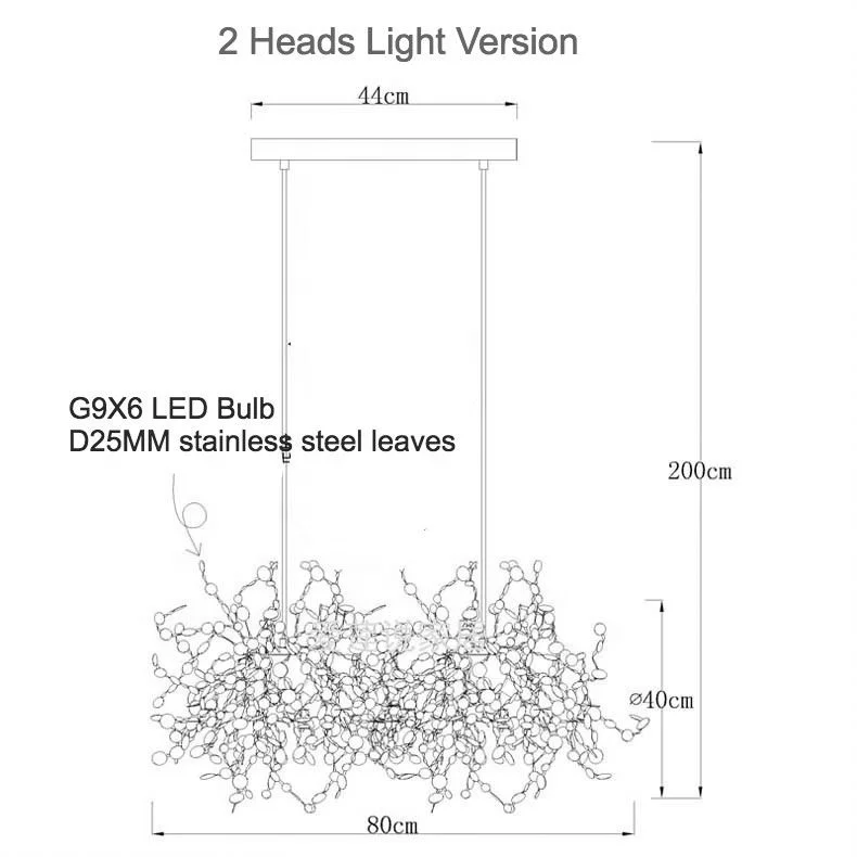 

2021 Home Hotel Hanging Lighting DIY Handmade Stainless Steel Chandelier Pendant Lights Modern Art Leaf LED Chandelier Light