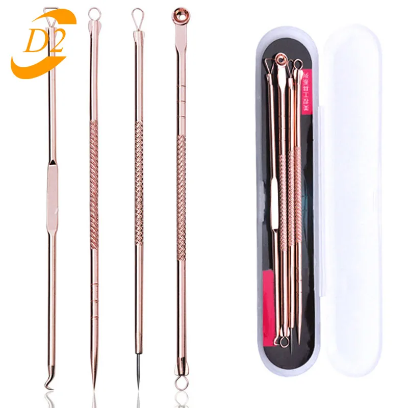 

Stainless Steel Facial Acne Blackhead Remover Needles Extractor Pimple Blemish Comedone Removal Kit Double Head Face Care Tool, Silver,gold