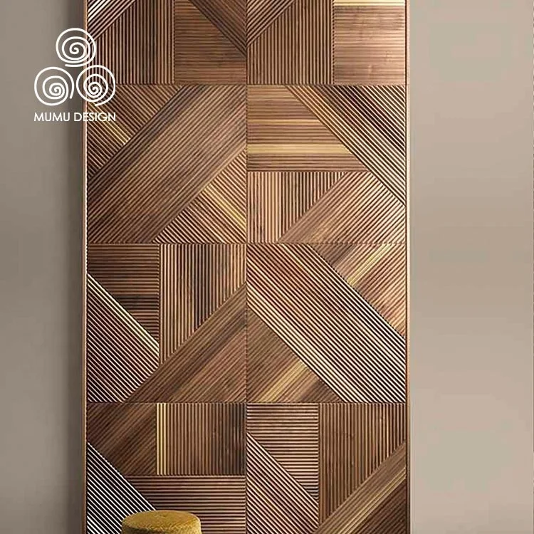 

MUMU 3D Artist Interior Decorative Carved Fluted Vertical Wooden Slats Pine Solid Wood Wall Panel