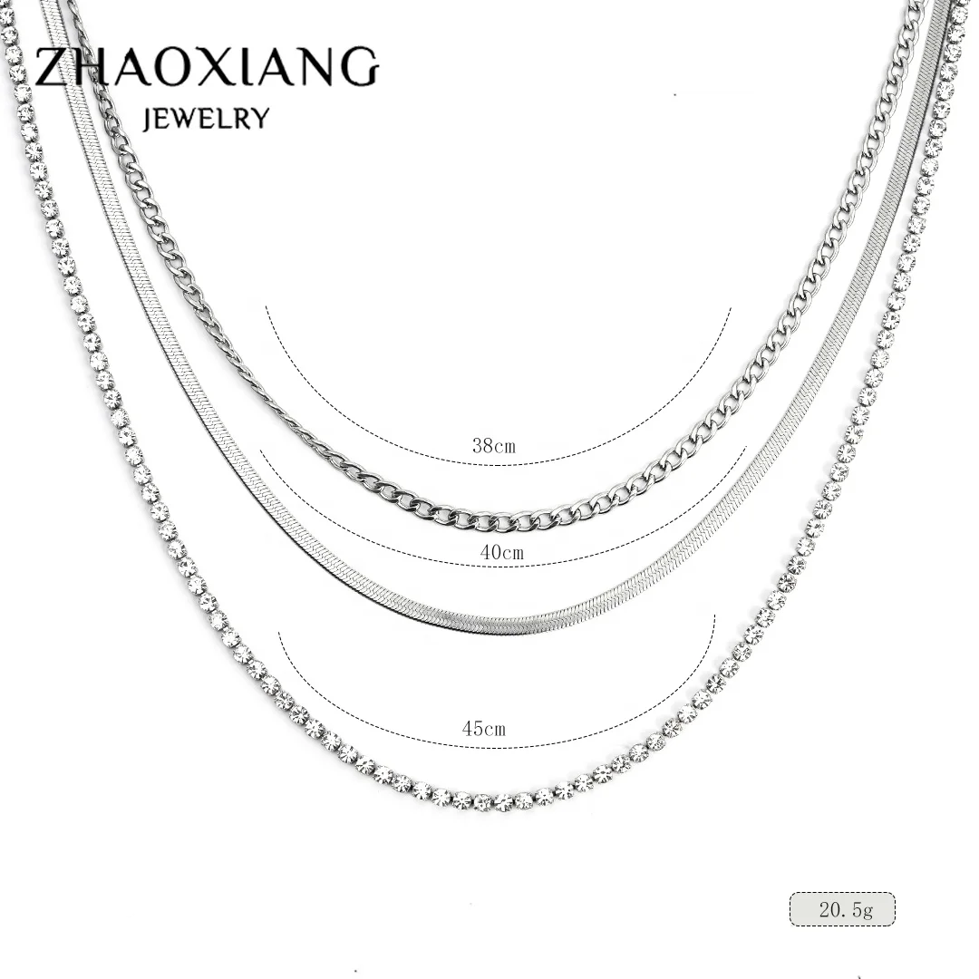 

Tennis CZ Paved Shiny Chain Snake Design Choker Layered Necklaces For Women Personalized Custom Jewelry