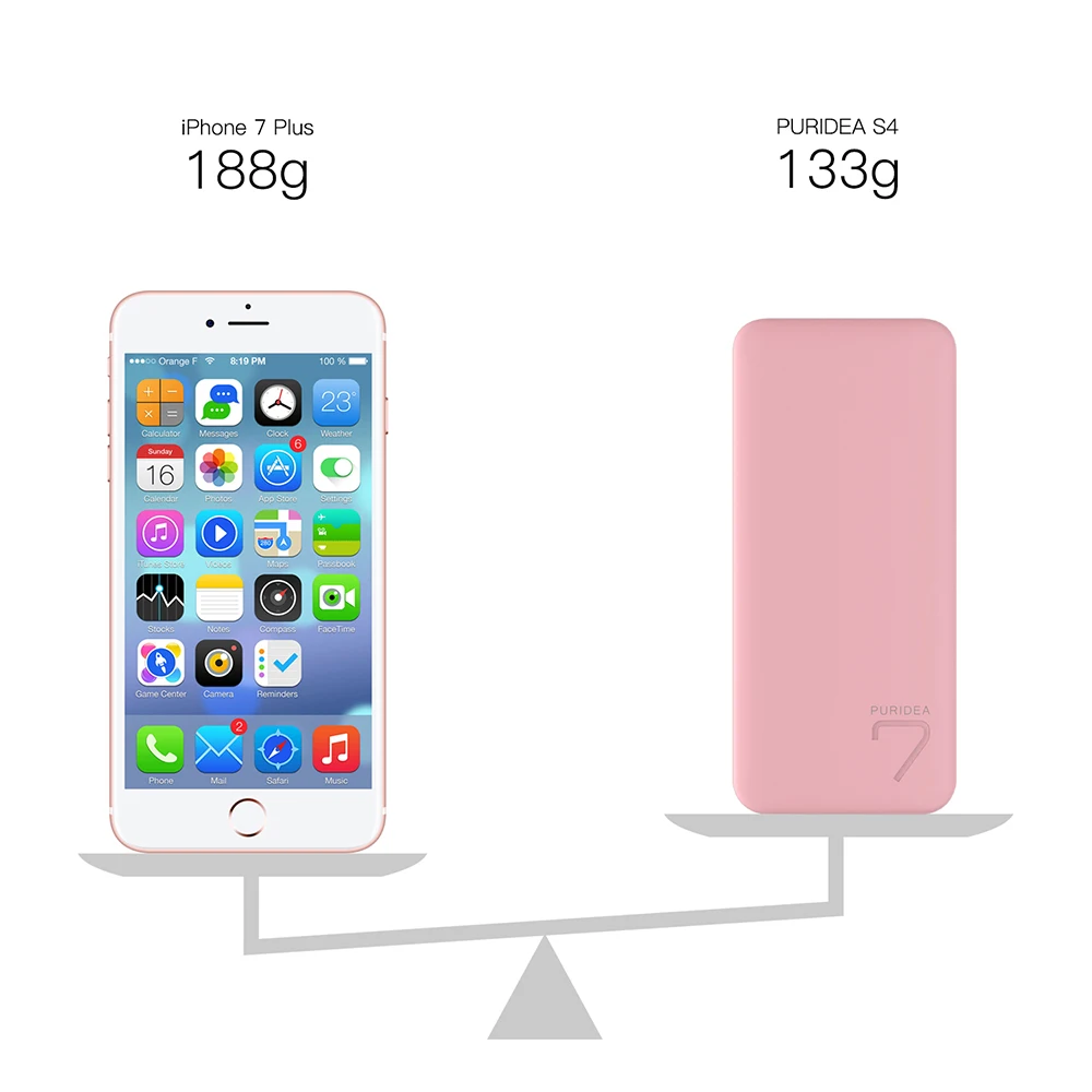 
PURIDEA S4 6600mAh Mobile Power Bank Dual USB Output Pink 