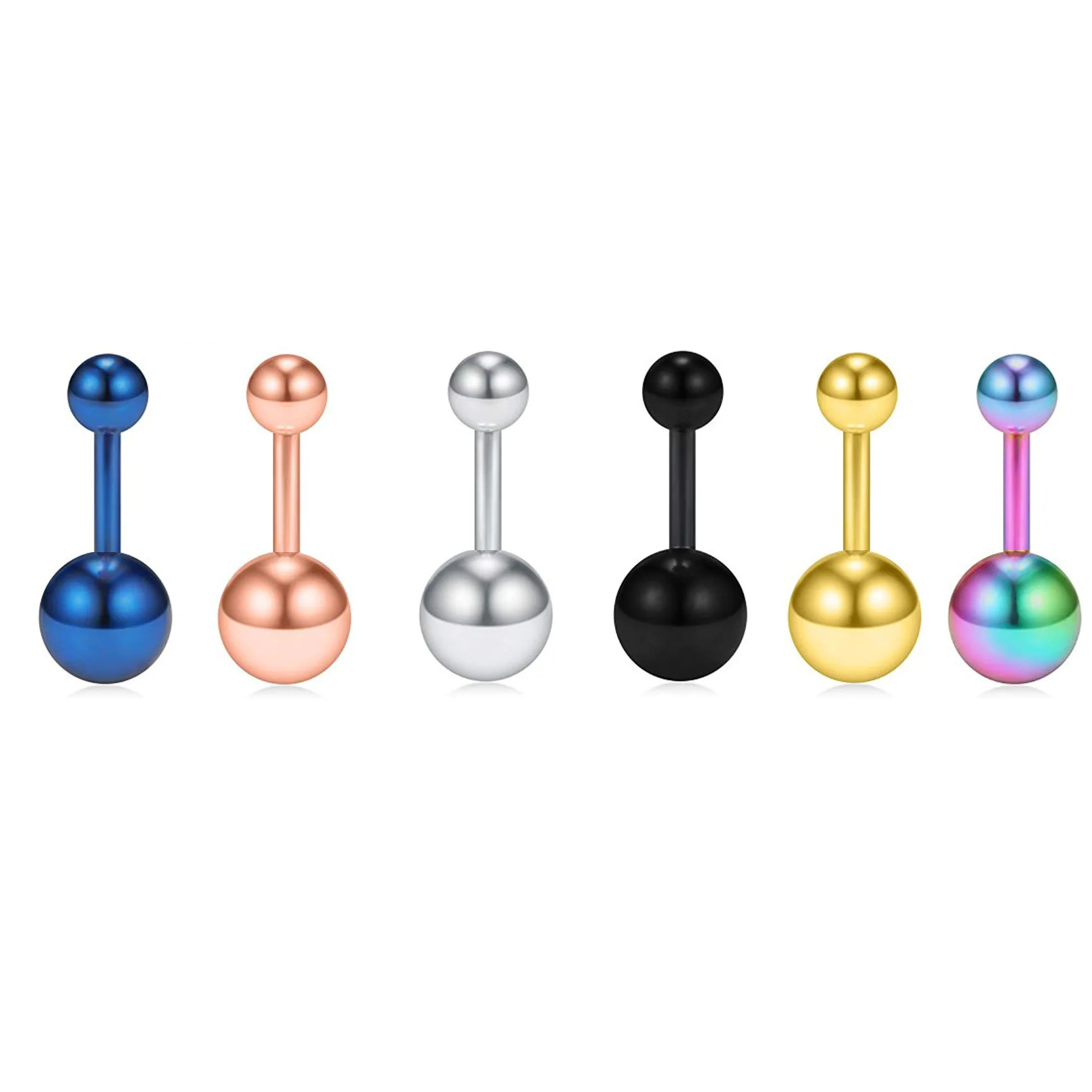 

VRIUA 1PC Belly Piercing Lot Stainless Steel Belly Button Ring Bar Navel Piercing Set Piercings Ombligo Multicolor