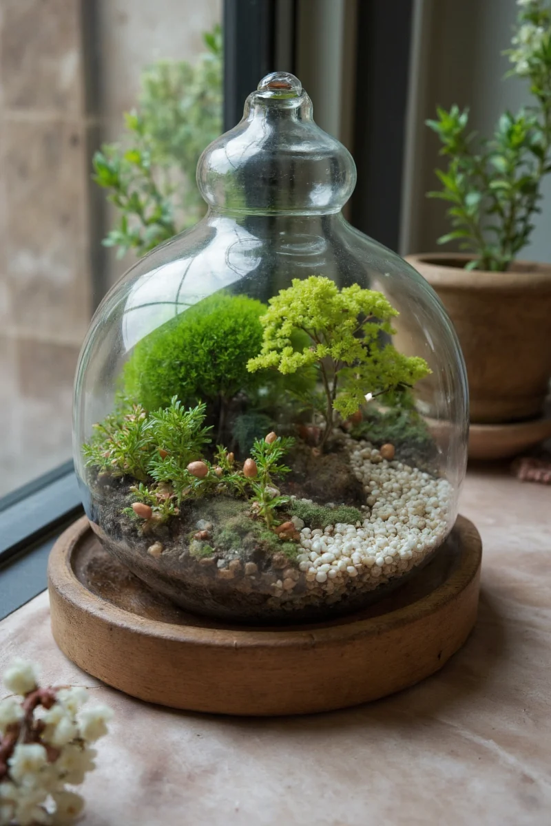 An aquarium-style terrarium with land and water zones, perfect for semi-aquatic pets like turtles or frogs.