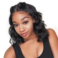 

Guangzhou Free shipping Brazilian virgin hair lace front bob wigs,human hair lace front wig natural black with baby hair vendor