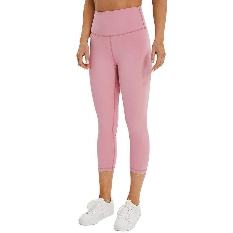 

Colorful Pink women High Waist Workout Leggings inder Pocket Seven Length Custom Gym Activewear Yoga Leggings