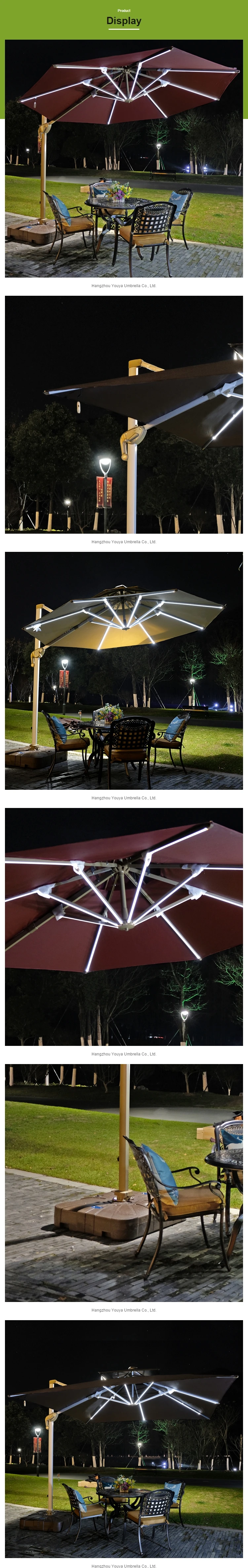 9 Ft Sonnenschirm Regenschirm Mit Solar Lichter Terrasse Regenschirm