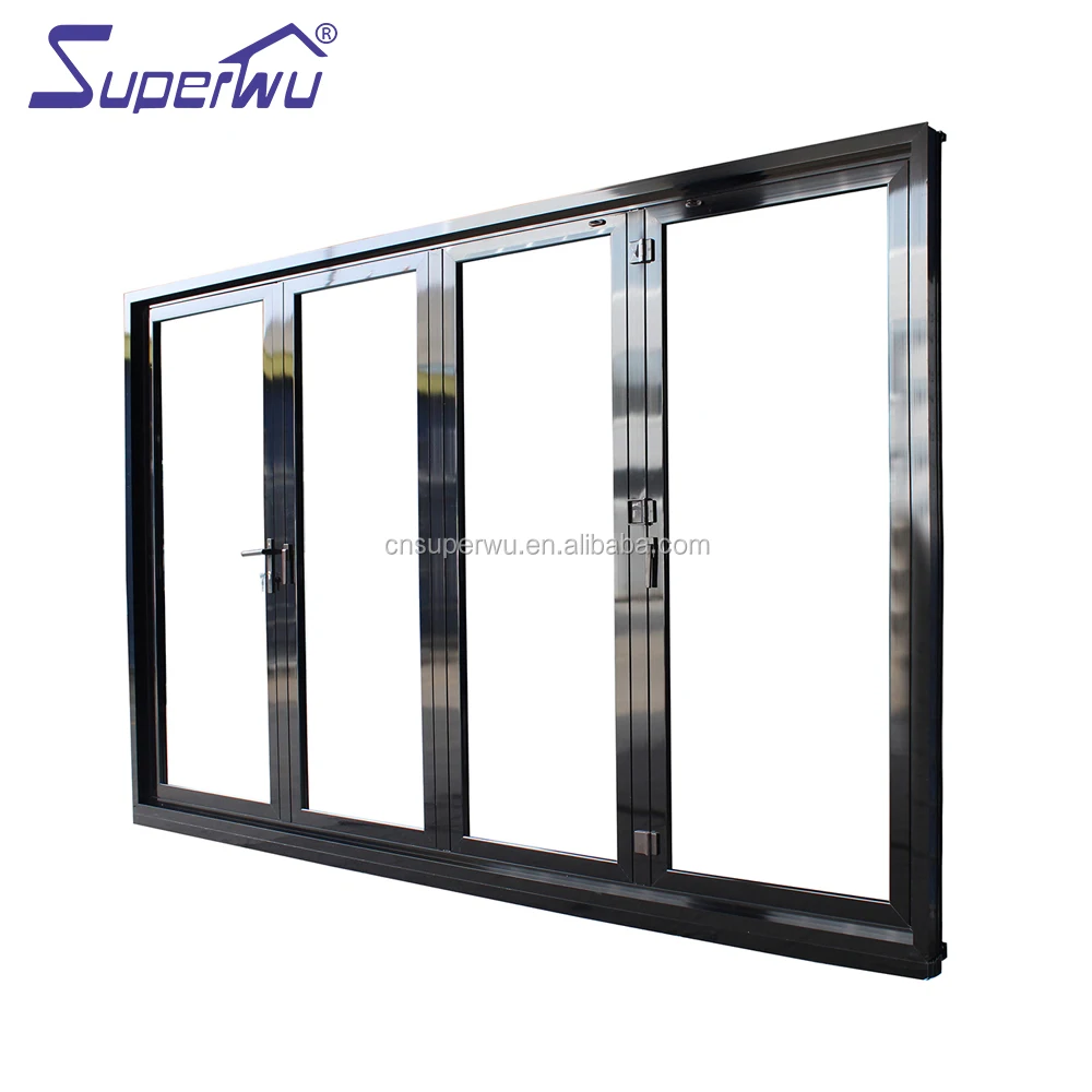 Apartment exterior black accordion bi folding doors with double glazing