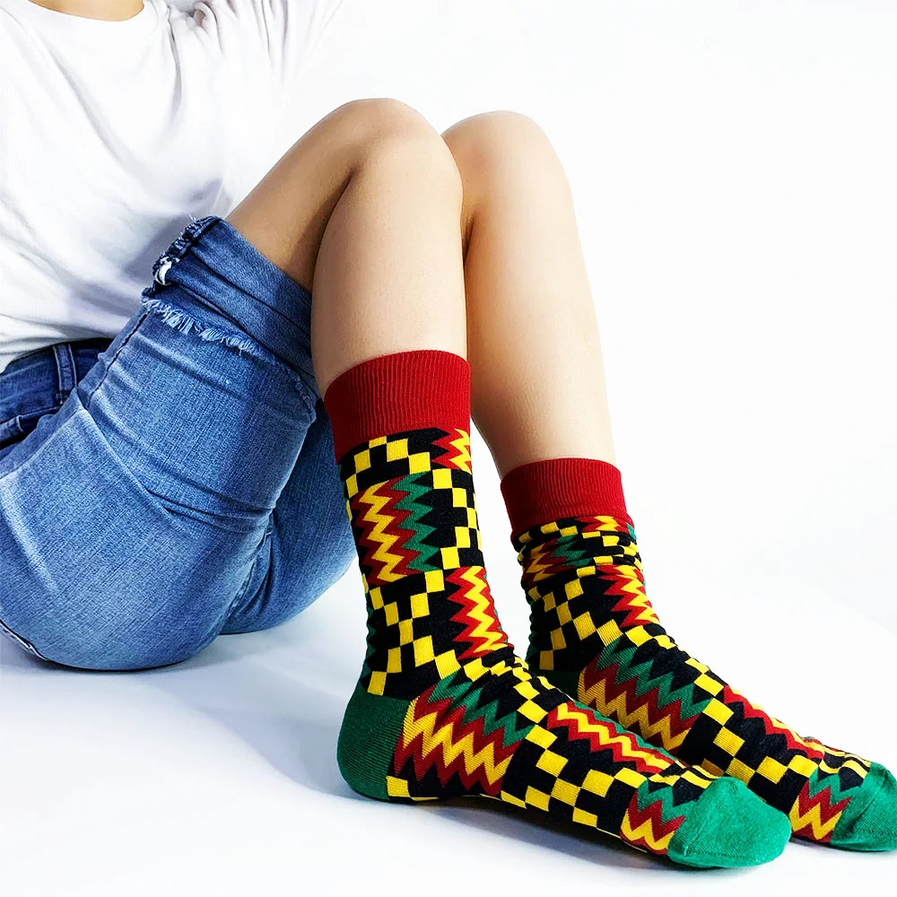 

Wholesale African Print Sock Unisex Patchwork Colorful Stockings Custom High-quality Comfortable Socks