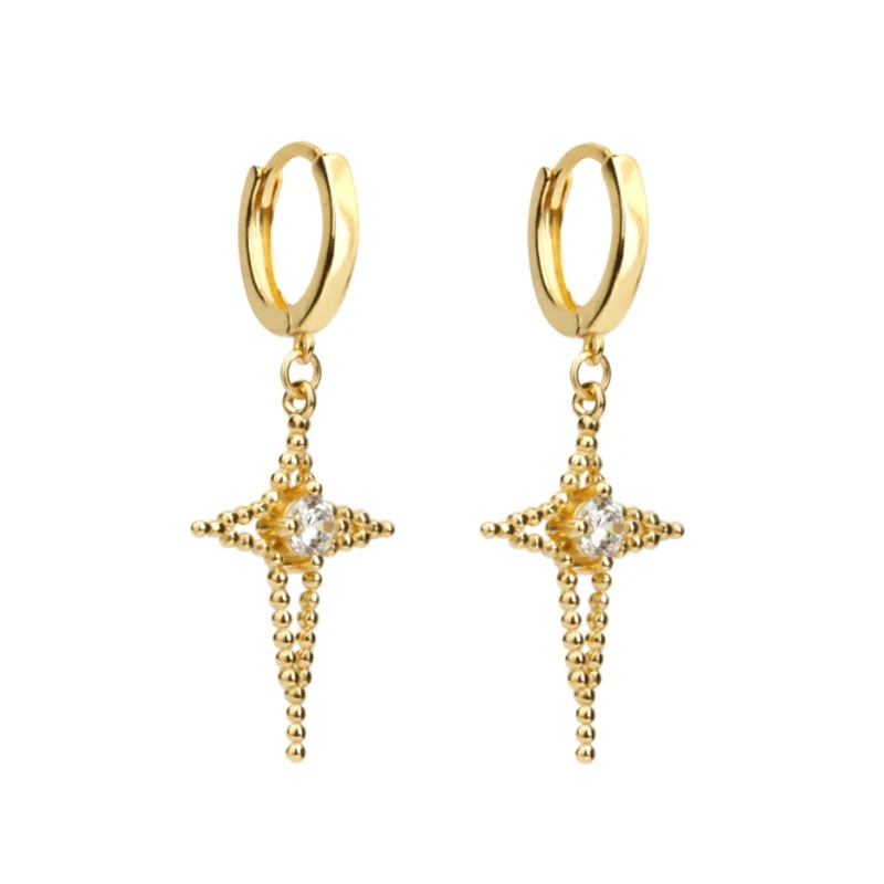

ROXI S925 sterling silver wild fashion white zircon cross earrings