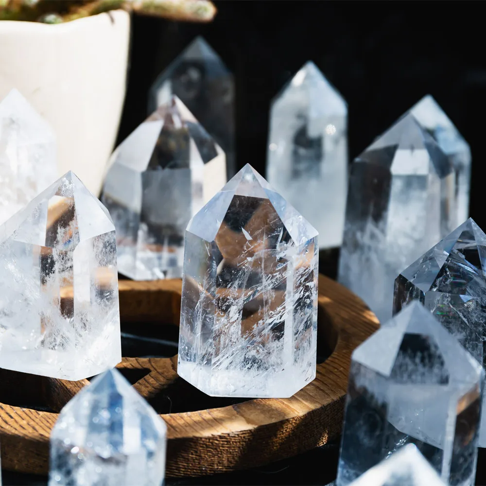 

Wholesale natural tower hand carved clear quartz crystal points folk crafts for fengshui decoration