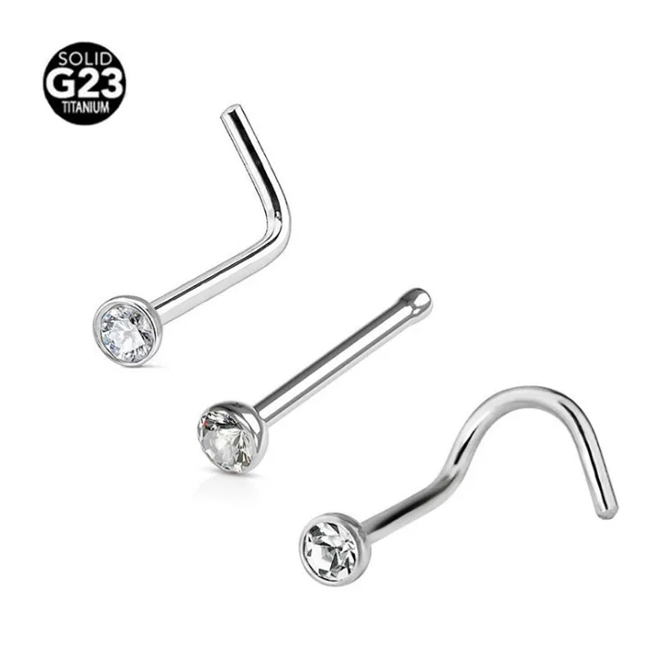 

Yeach 20G ASTM F136 G23 titanium bone L-bend screw nose rings nose hoop ring stainless steel body piercing jewelry