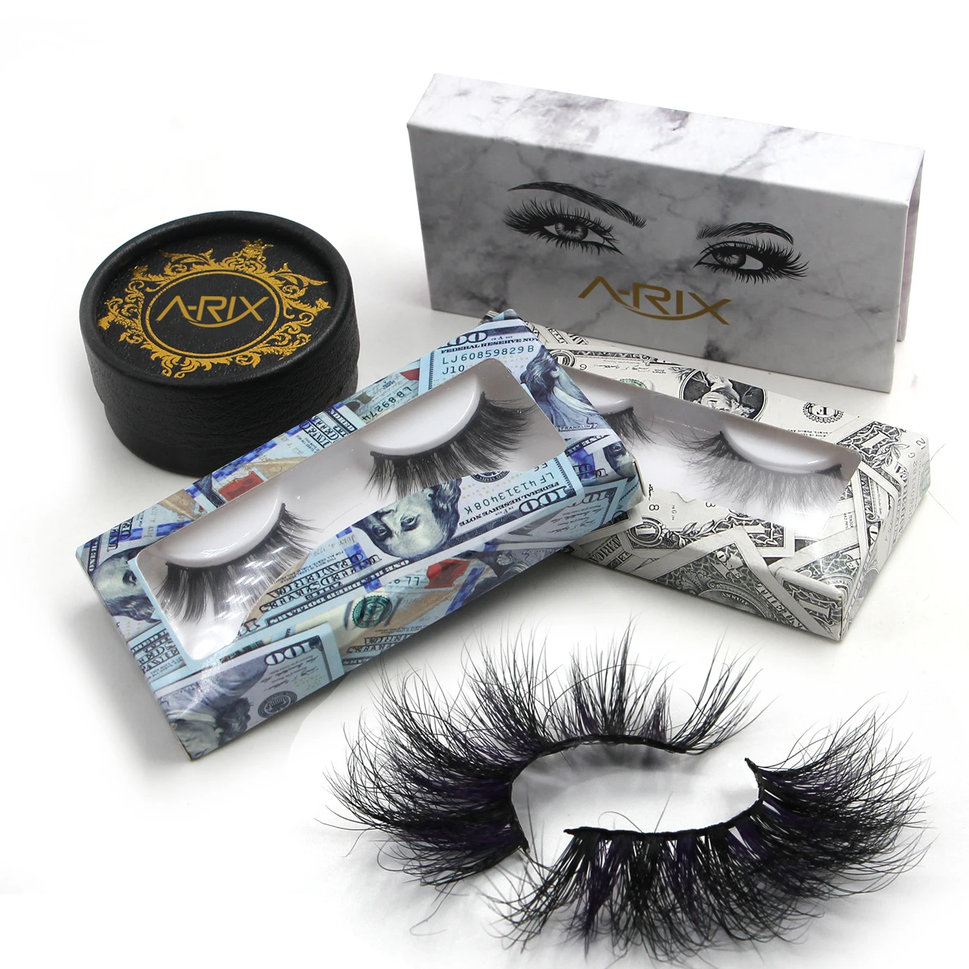 

Custom Lash Paper Box Eyelash Packaging Money Lashes, Black