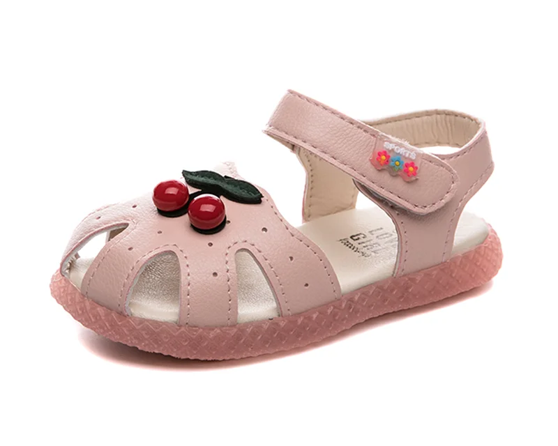 

Little Girls Leather Cute Sandal Baby Girl's Cherry Ornaments Sandals, Pink/navy