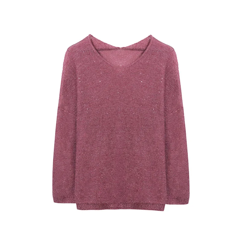 

Knitted Crew Neck Loose Sweater Factory Wholesale Custom Solid Color Pullovers Korean Style Sweater Women Computer Knitted Black