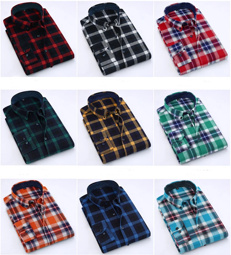 Wholesale Cheap Casual Button Down Collar Plaid Shirt From China