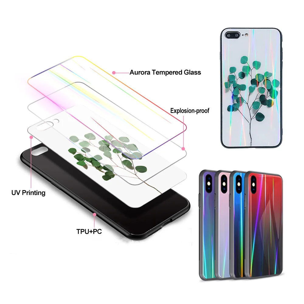 

For Huawei Nova5 UV Custom Printing Laser Aurora Gradient Change Tempered Glass Phone Cover