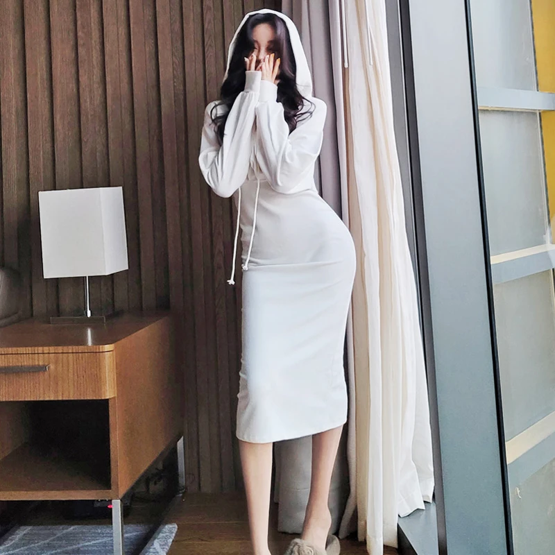 

Women New Fashion Korean Dress with Hoodies