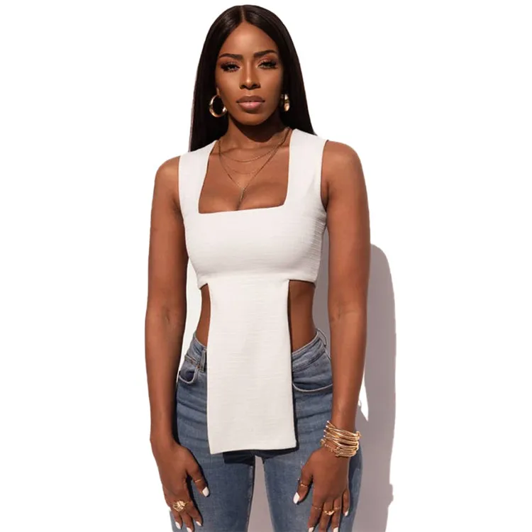 

Women 2021 New Design Special Design Sleeveless Solid Square Neck Top Women, Customized color
