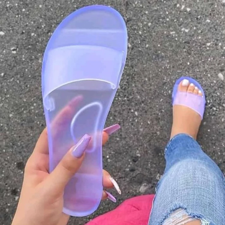 

2021 hot Fashion Summer Women Sandals Clear Shoes Slip-On Jelly Shoes Ladies Flat Beach Sandals outdoor holiday slides