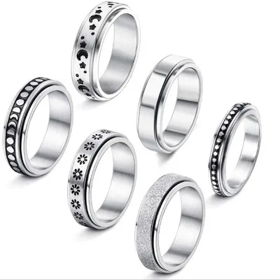 

Trendy Boho Jewelry Moon Star Sun Rings Stainless Steel Rings for Women Men, Picture