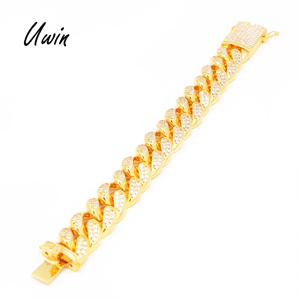 

Hip Hop 20mm Iced Out Thick Cuban Bracelet Big CZ Cuban Chain Bracelet Wholesale Drop Shipping Jewelry, Gold, silver, or custom for you