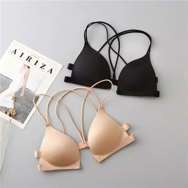 

Wholesale Sexy Lingerie hot girl back cross bra underwear seamless wireless bra, Black, white