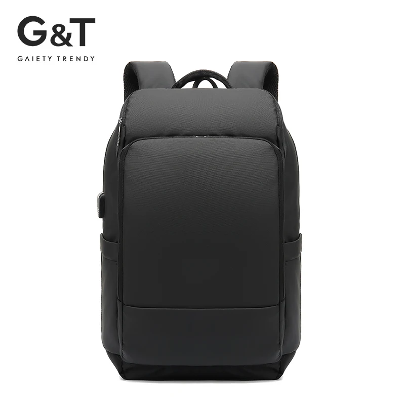 

G&T Large Water-Repellent School USB Charging Port Computer Backpack can put 14'' laptop, Black