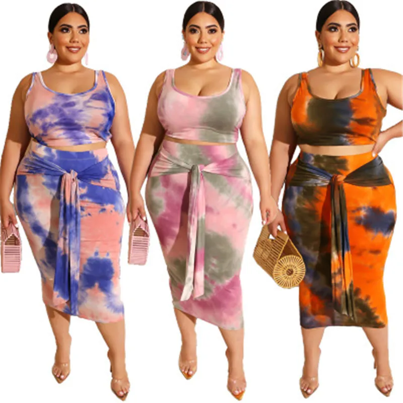 

New Women Casual Sets Fashion Colorful Euramerica Style 2PCS Clothing Dresses Tight Large Size Sexy Dress