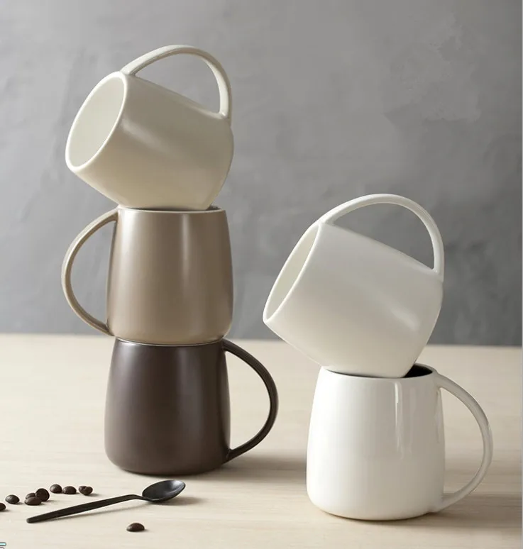 

Black Brown Color Reusable simple European style ceramic coffee cup