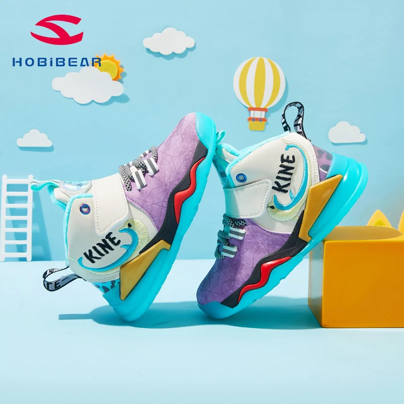 

Hobibear Fashion Children's Boy Basketball Style Kids Shoes for Boys Outdoor School Sport Sneakers Soft Sole Running Shoes