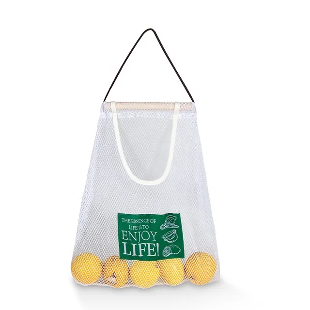 

New Reusable Mesh custom hanging grocery tote bag cotton shopping bags